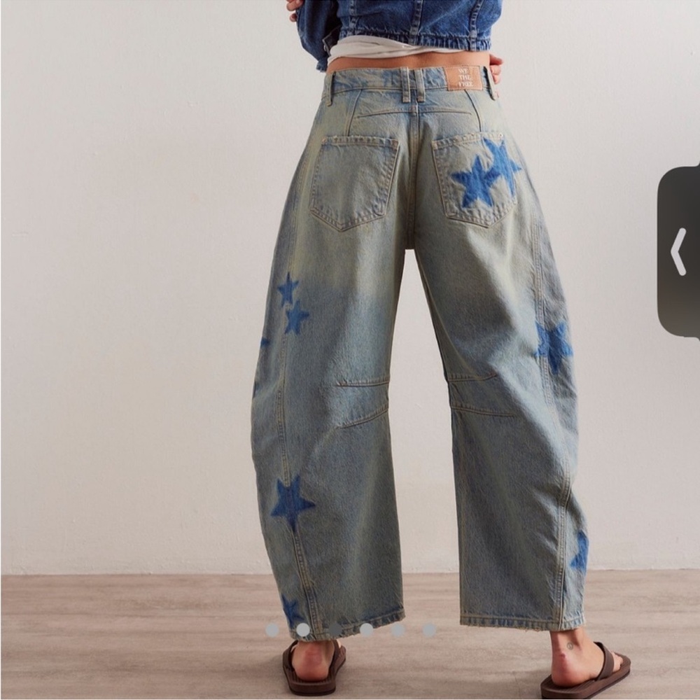 We The Free Light Blue Flare Jeans with Blue Star Accents. NWOT - Picture 2 of 4